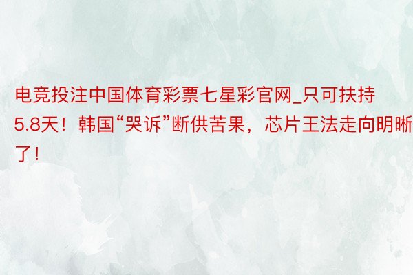 电竞投注中国体育彩票七星彩官网_只可扶持5.8天！韩国“哭诉”断供苦果，芯片王法走向明晰了！