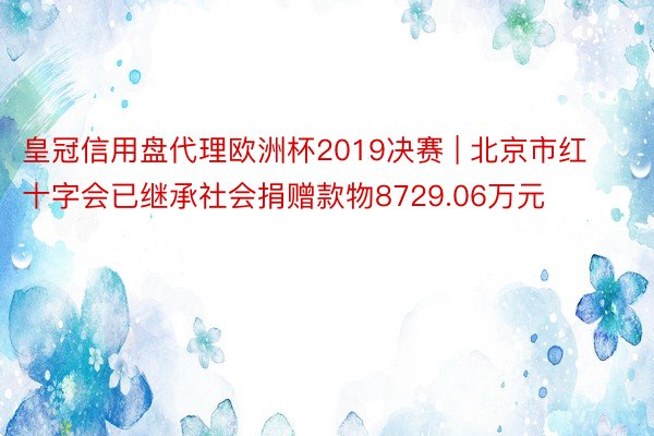 皇冠信用盘代理欧洲杯2019决赛 | 北京市红十字会已继承社会捐赠款物8729.06万元