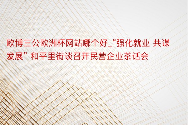 欧博三公欧洲杯网站哪个好_“强化就业 共谋发展” 和平里街谈召开民营企业茶话会